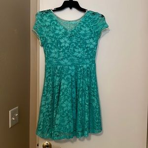 Teal short sleeve lacey dress